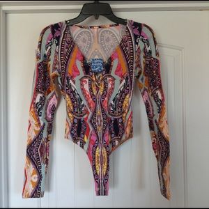 NWT XS Free People Pick A Place bodysuit red combo